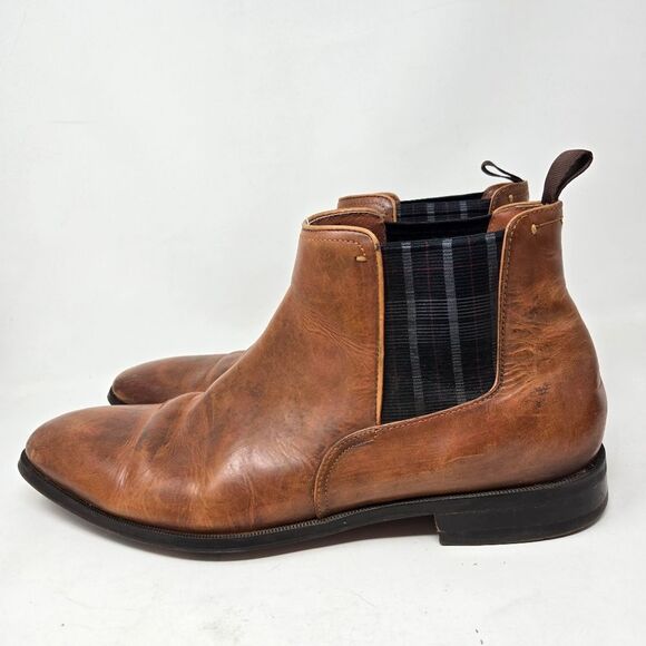 FLORSHEIM Men's Beat Plain Toe Gore Chelsea Boots Size Cognac Brown Leather - Picture 7 of 15